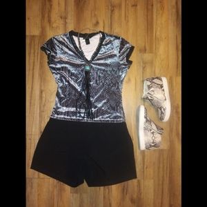 Express Snake Print Velvet Top